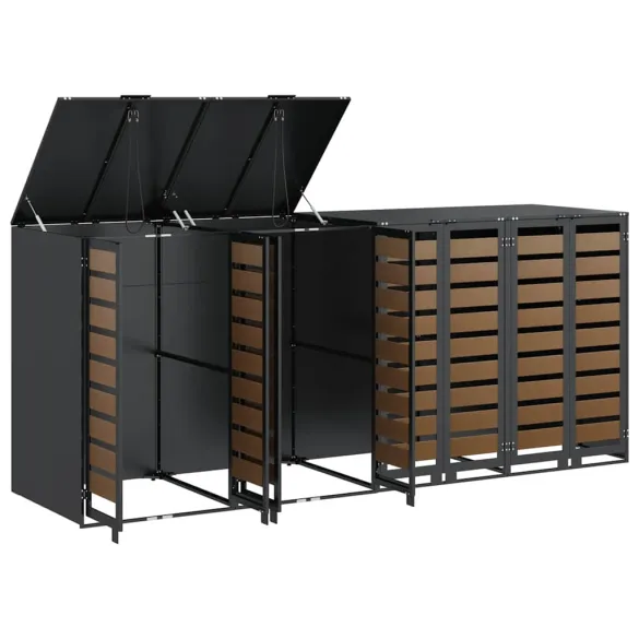 Depozit 3 Pubele Wheelie Antracit | Organizare Gunoi Exterior