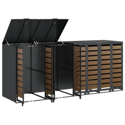 Depozit 3 Pubele Wheelie Antracit | Organizare Gunoi Exterior