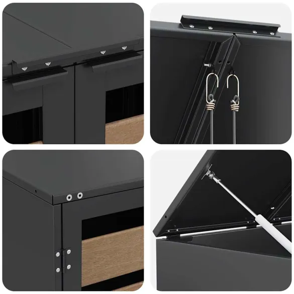 Depozit 3 Pubele Wheelie Antracit | Organizare Gunoi Exterior