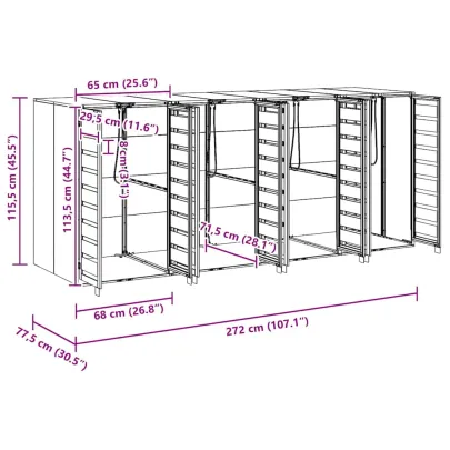 Depozit 3 Pubele Wheelie Antracit | Organizare Gunoi Exterior