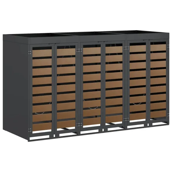 Depozit 3 Pubele Wheelie Antracit | Organizare Gunoi Exterior