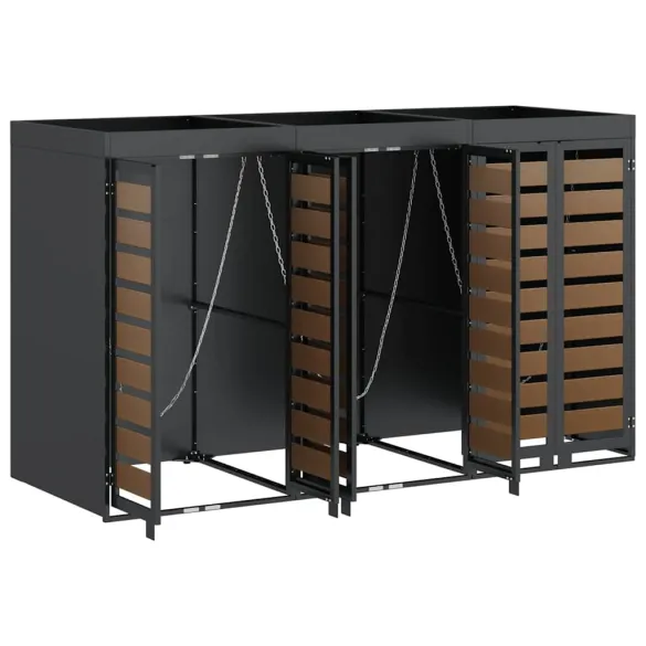 Depozit 3 Pubele Wheelie Antracit | Organizare Gunoi Exterior