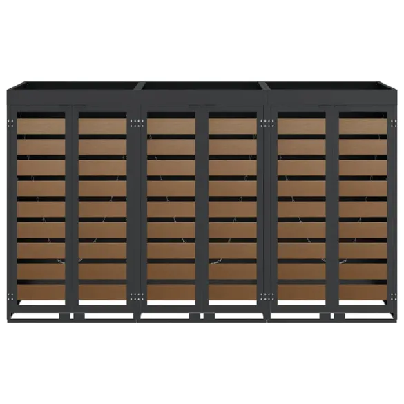 Depozit 3 Pubele Wheelie Antracit | Organizare Gunoi Exterior