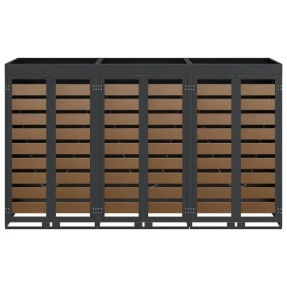 Depozit 3 Pubele Wheelie Antracit | Organizare Gunoi Exterior