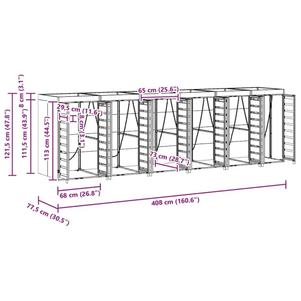 Depozitare Pubele Wheelie Antracit - 3 Containere