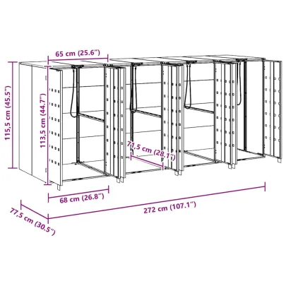 Depozit 3 Pubele Wheelie Antracit | Organizare Gunoi Exterior