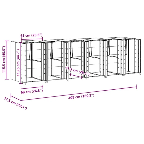 Depozit Pubele Wheelie Antracit - 3 Containere Exterior