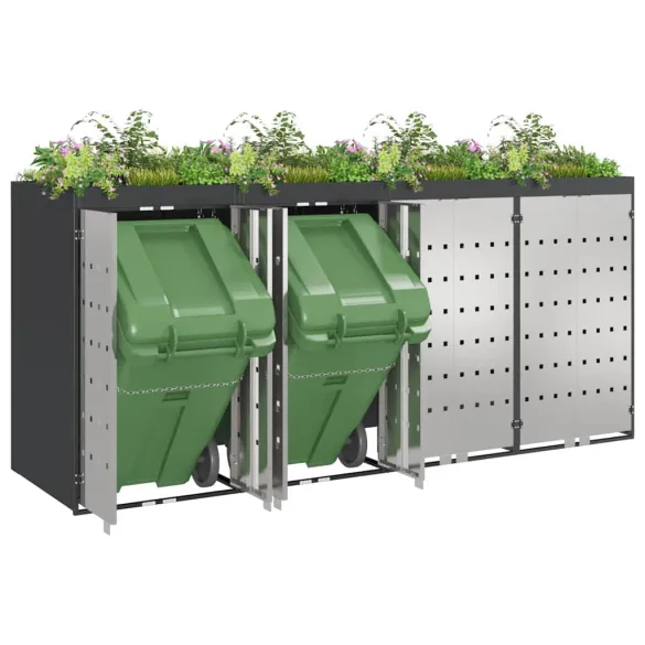 Depozitare Pubele Gunoi Exterior Antracit | 3 Containere
