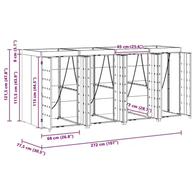 Depozitare Pubele Gunoi Exterior Antracit | 3 Containere