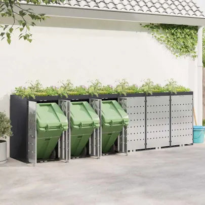 Depozit 3 Pubele Wheelie Antracit | Organizare Gunoi Exterior