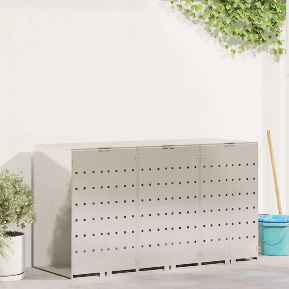 Depozit Pubele Wheelie Argintiu | 3 Containere | Exterior