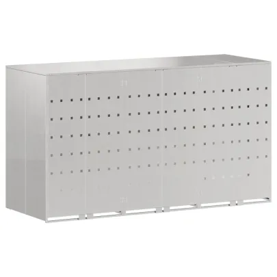 Depozit Pubele Wheelie Argintiu | 3 Containere | Exterior