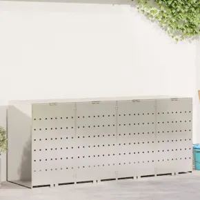 Depozit pentru 3 Pubele Wheelie, Argintiu | Organizare Gunoi