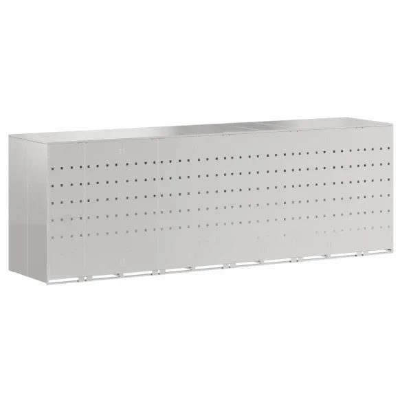 Depozit 3 Pubele Wheelie Argintiu | Organizare Gunoi Exterior