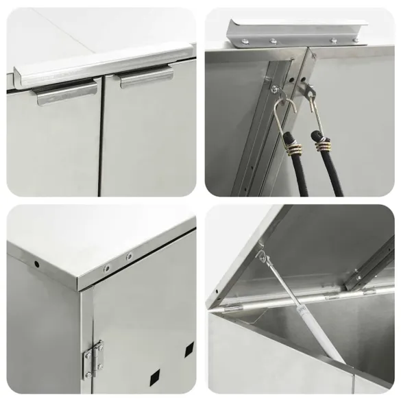 Depozit 3 Pubele Wheelie Argintiu | Organizare Gunoi Exterior