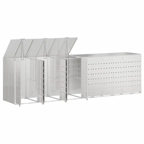 Depozit Pubele Wheelie 3 Compartimente Argintiu