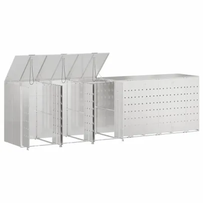 Depozit Pubele Wheelie 3 Compartimente Argintiu