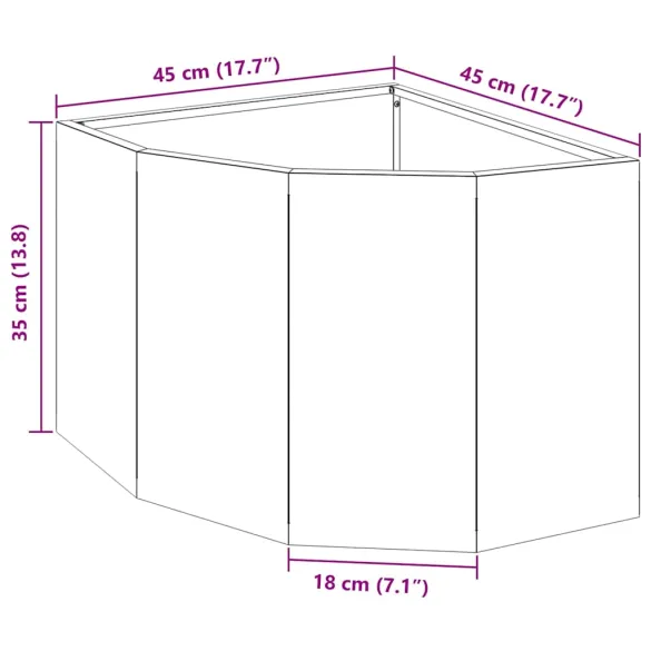 Ghiveci de Colț Olivengrønn Oțel | 45x45x35 cm