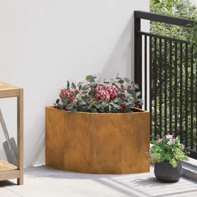 Ghiveci Colț Ruginit 45x45x35 cm - Oțel Exterior