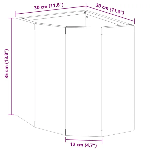 Ghiveci Colț Negru Oțel 30x30x35 cm - Livrare Gratuită