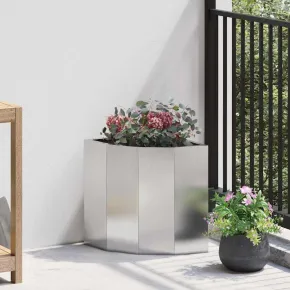 Ghiveci Colț Argintiu Oțel Inoxidabil 30x30x35 cm