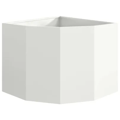 Ghiveci Colț Alb Oțel 60x60x50 cm - Livrare Gratuită