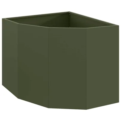 Ghiveci Colț Oțel Olivengrønn 60x60x50 cm - Livrare Gratuită