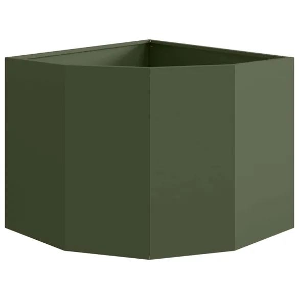 Ghiveci Colț Oțel Olivengrønn 60x60x50 cm - Livrare Gratuită