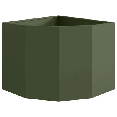 Ghiveci Colț Oțel Olivengrønn 60x60x50 cm - Livrare Gratuită