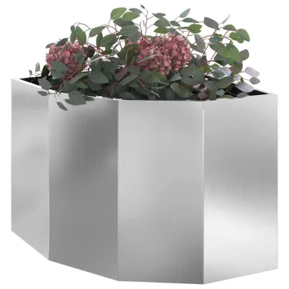 Ghiveci Colț Argintiu Oțel Galvanizat 60x60x50 cm