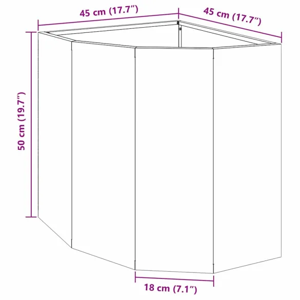 Ghiveci de Colț Alb Oțel 45x45x50 cm - Livrare Gratuită