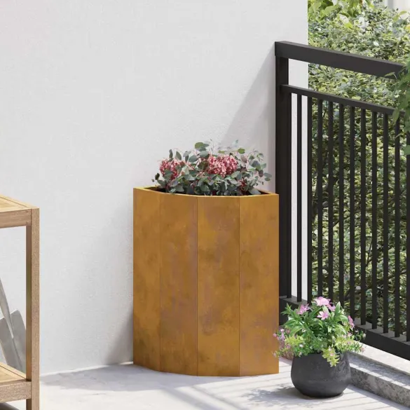 Ghiveci Colț Ruginit 30x30x50 cm | Oțel Rezistent