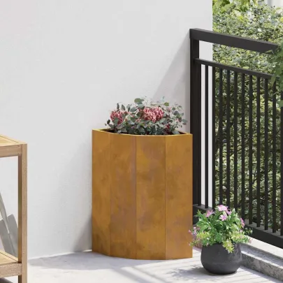 Ghiveci Colț Ruginit 30x30x50 cm | Oțel Rezistent