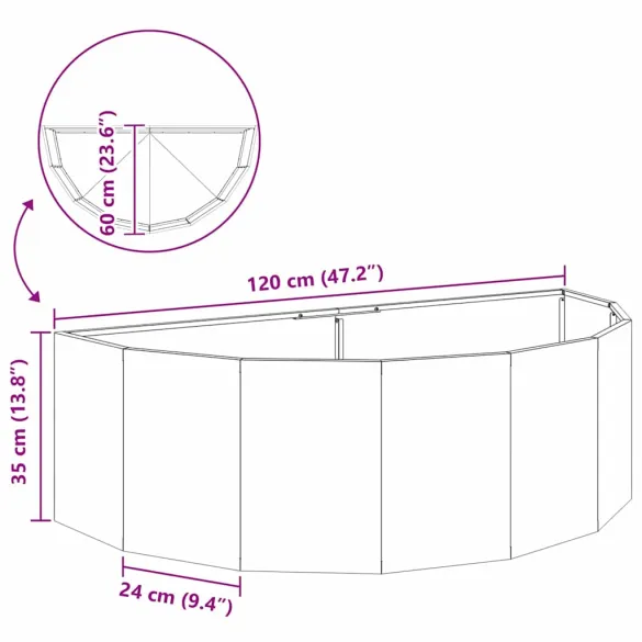 Jardinieră Antracit Oțel 120x60x35 cm - Livrare Gratuită