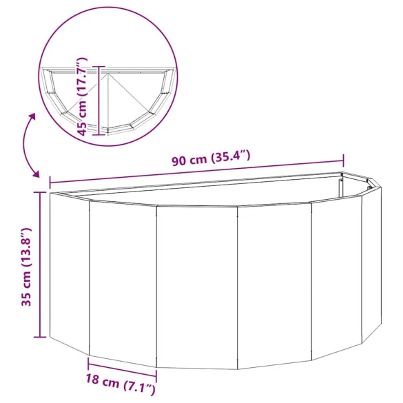 Jardinieră Oțel Galvanizat 90x45x35 cm - Livrare Gratuită
