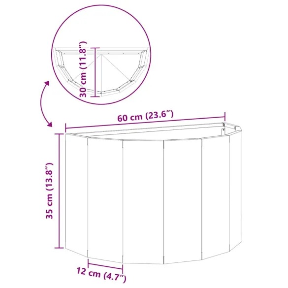 Jardinieră Albă Oțel 60x30x35 cm - Livrare Gratuită