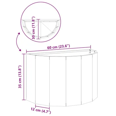 Jardinieră Albă Oțel 60x30x35 cm - Livrare Gratuită