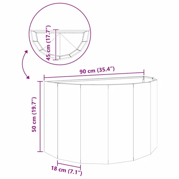 Jardinieră Antracit Oțel 90x45x50 cm - Livrare Gratuită