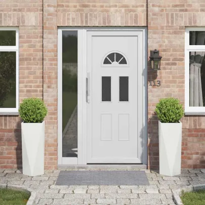 Jardinieră Albă Oțel 2 Bucăți | 30x30x75 cm