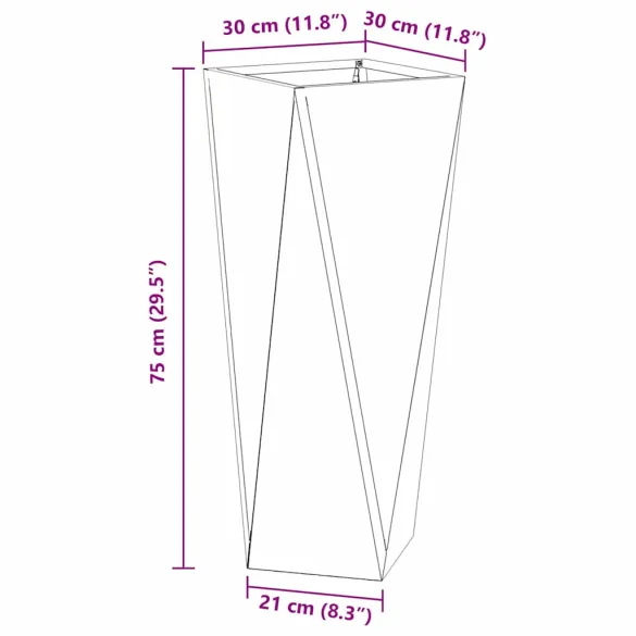 Jardinieră Oțel Verde 2 bucăți 30x30x75 cm | Livrare Gratuită