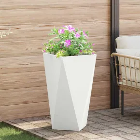 Jardinieră Albă Oțel 40x40x75 cm - Livrare Gratuită