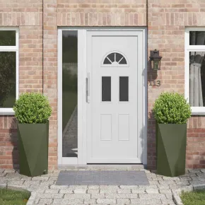 Jardinieră 2 bucăți Verde măsliniu Oțel 40x40x75 cm