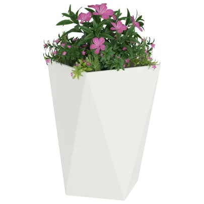 Jardinieră Albă Oțel 50x50x75 cm | Livrare Gratuită