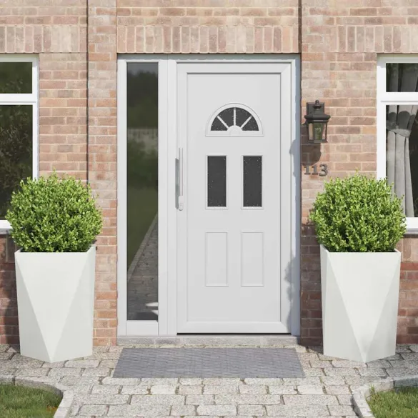 Jardinieră Albă 2 Bucăți Oțel | 50x50x75 cm | Livrare Gratuită