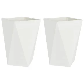 Jardinieră Albă 2 Bucăți Oțel | 50x50x75 cm | Livrare Gratuită 2