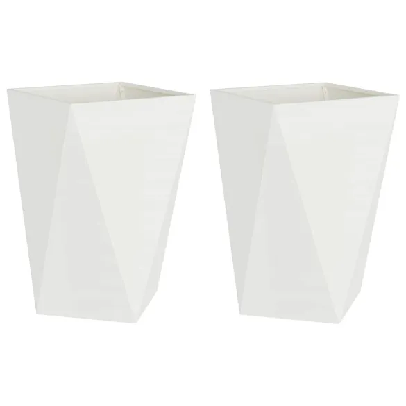 Jardinieră Albă 2 Bucăți Oțel | 50x50x75 cm | Livrare Gratuită