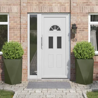 Jardinieră 2 bucăți Verde măsliniu 50x50x75 cm Oțel