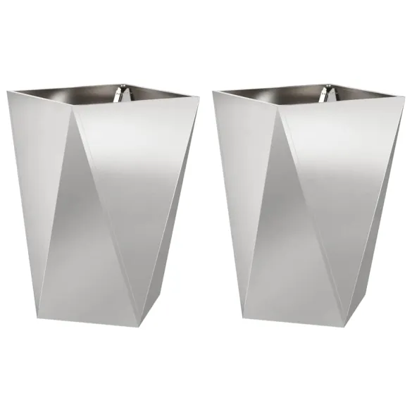 Jardinieră 2 pcs Argintiu Oțel Inoxidabil 50x50x75 cm