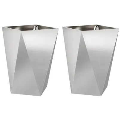 Jardinieră 2 pcs Argintiu Oțel Inoxidabil 50x50x75 cm