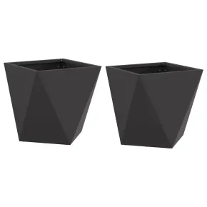 Jardinieră 2 bucăți Negru Oțel 30x30x30 cm - Decor Grădină 2